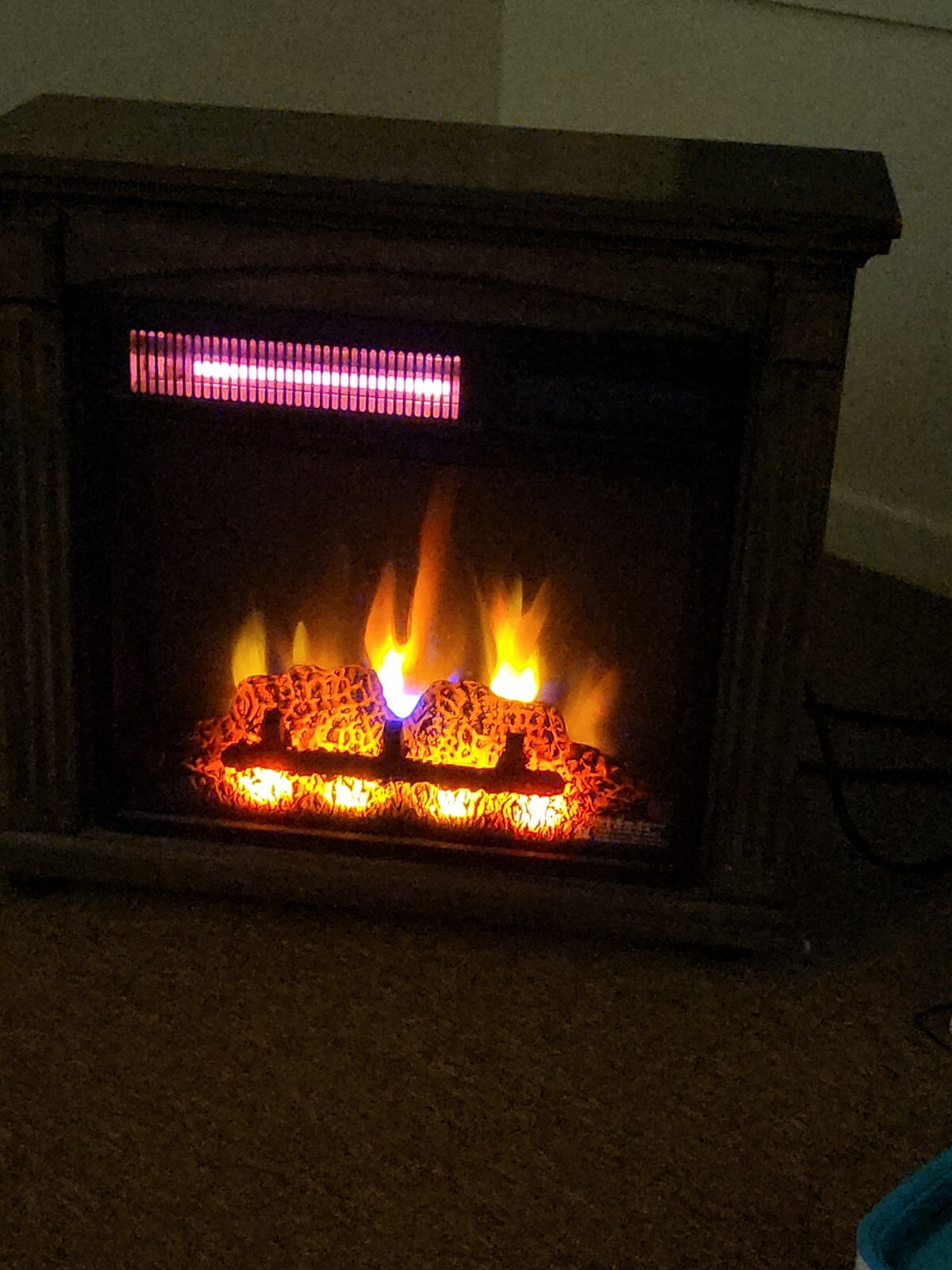 Electric Fireplace Infrared Quartz Heater LED Flame Freestanding Remote