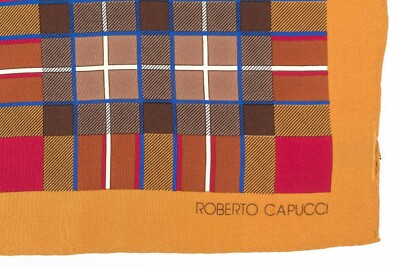 Foulard En Soie 100% Capucci Vintage - Motif Floral Multicolore - Occasion Bon état