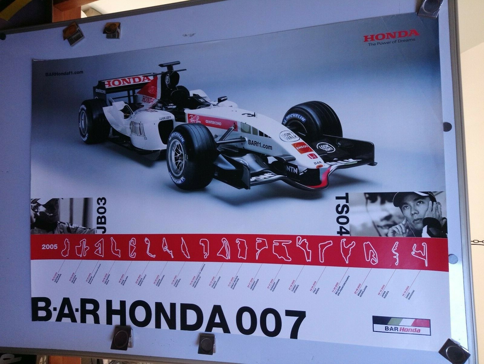 B.A.R Honda F1 2005 Factory GP Dates Original Vintage Poster