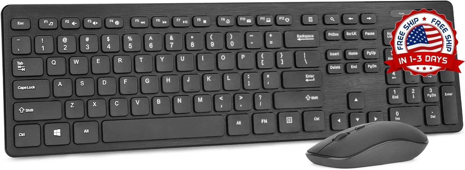 Combo De Teclado Y Mouse Inalambricos Compact Slim Para Inalámbrico Color Negra