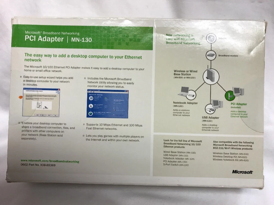 Sealed Microsoft Ethernet PCI Adapter MN-130 10/100 Broadband Networking - Image 3 of 4