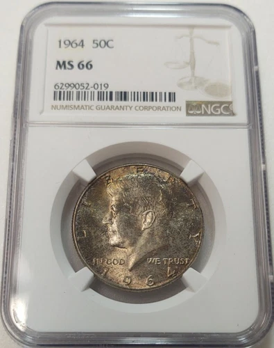 *TONED* 1964 KENNEDY 50C HALF DOLLAR NGC MS66 #6299052-019