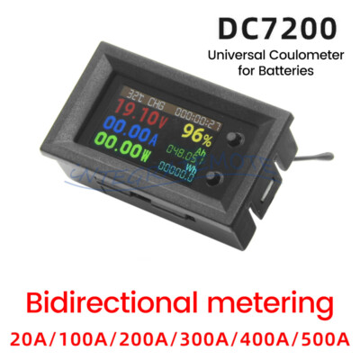 DC7~200V 20A~500A Coulometer Digital Voltage Current Power Energy Temp Tester