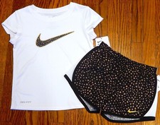 NIKE SPORT AUTHENTIC TODDLERS GIRLS ORIGINAL BRAND NEW 2Pc SHORTS SET Sz 6, NWT