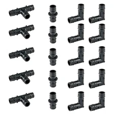 EFIELD 20PCS Pex-A Poly Expansion Fittings 1/2" Elbow(10) Coupler(5) Tee (5)