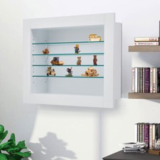 Collectors Display Cabinet 5-Tier Wall Display Shelf Unit w/ Glass Shelves White