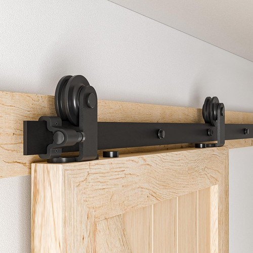Ccjh Sliding Barn Door Hardware Track Kit – 4FT To 20FT – Single Or Double Doors – Closet/Kitchen – Steel