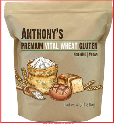 Vital Wheat Gluten Powder by Anthony's High in Protein (4lb) 4 Pound Resealable*