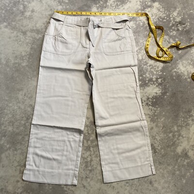 Ann Taylor Loft Pants Womens Size 10 Crop Tie Waist Stone Beige Mid Rise