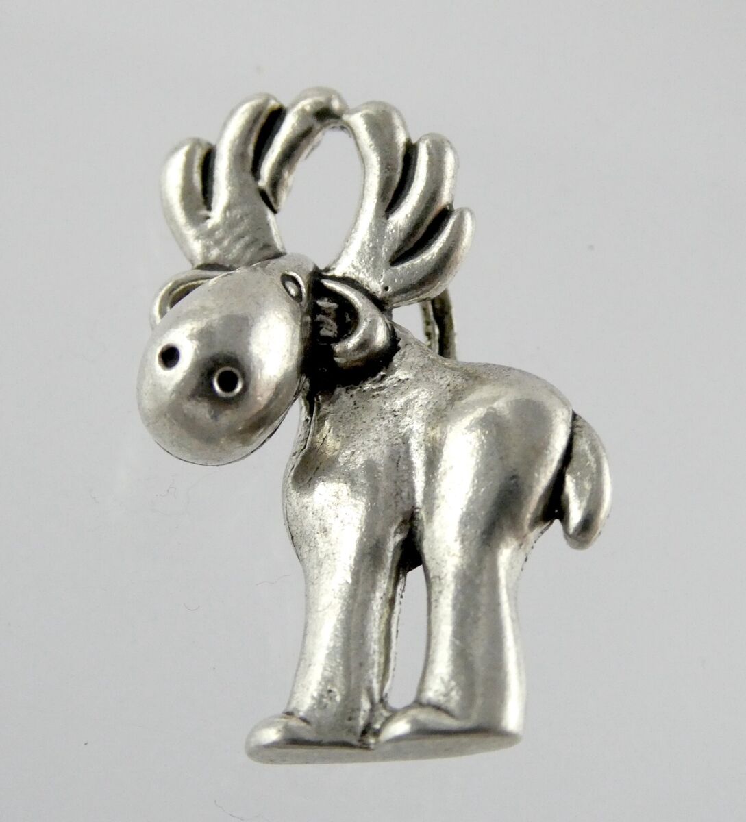Cute Sterling Silver Moose Slide Pendant Antiqued Finish Cute Sterling Silver Moose Slide Pendant Antiqued Finish