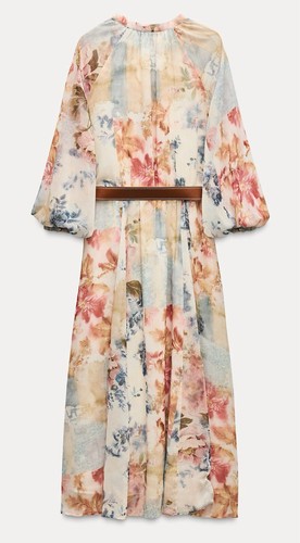 ZARA SS24 S, L, XL BELTED PRINTED MIDI DRESS Multicolored | 9116/220 NWT - Picture 10 of 14