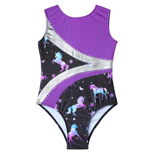 Kids Girls Shiny Rhinestone Print Gymnastics Leotard Tank Ballet Dance Bodysuit - Bild 7 von 60