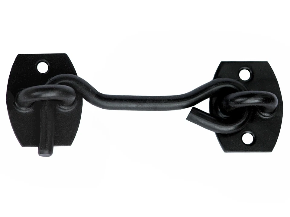 Sturmhaken 8 x 120 Fensterhaken Torbefestigung mit Öse Schwarz Pulverbeschichtet