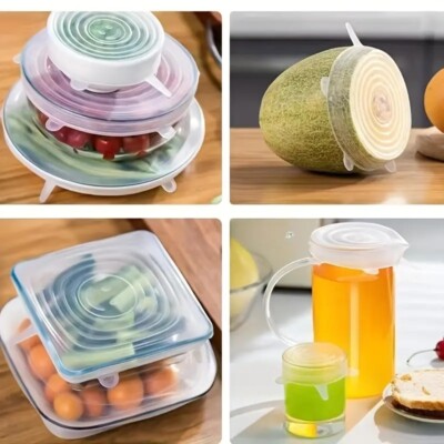 Stretch Lids Reusable Silicone Leak-Proof Food Covers For Bowls Cups