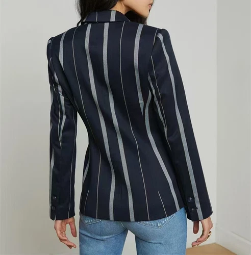 NEW AUTH L'AGENCE Striped Long Sleeve One Button Blazer Top - Picture 2 of 13