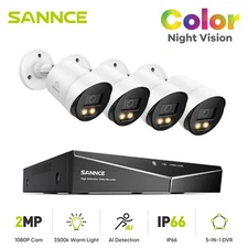SANNCE 5MP 8CH DVR HD 2MP Security Camera System Full Color Night Vision Outdoor