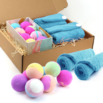 DELUXE VERWÖHN GESCHENKSET HANDGEMACHTE BADEBOMBEN HAARWICKEL MUTTERTAG VALENTINSTAG