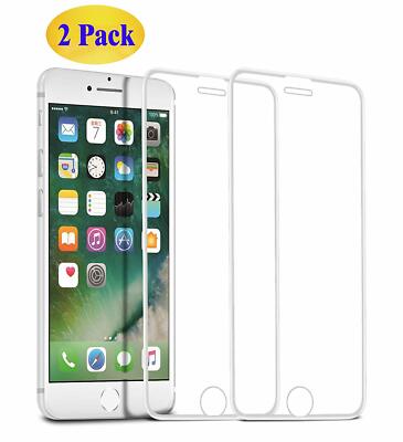2X 6D Tempered Glass Film For iPhone 7 iPhone 8 Full Cover Tempered Glass WHITE 9H