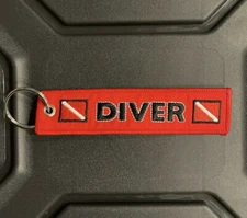 Diver Diving Scuba Key Chain KeyChain Red USA Safety Symbol