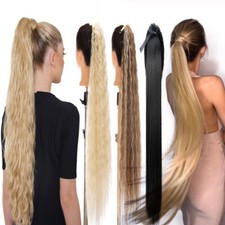 Long Straight Drawstring Ponytail Hairpieces for Women Synthetic Hair Extension