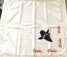 Red "Coors" Written White Bandana Handkerchief w/Masked Man Cowboy Hat Black