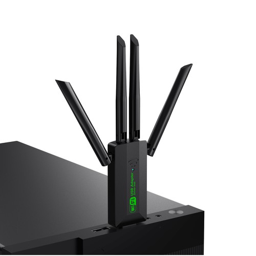 Adapter WIFI WLAN USB 3.0 Stick 1300Mbps Dual-Band Dongle 4 Antena do PC AG - Zdjęcie 5 z 6