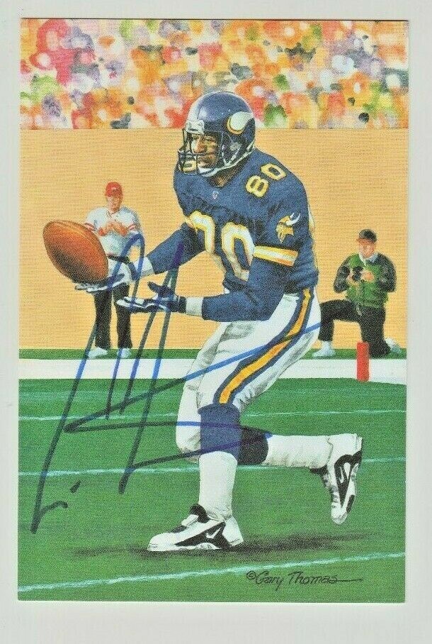 Cris Carter Autographed Signed Minnesota Vikings Goal Line Art in blue 