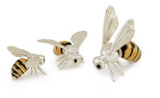Saturno plata esterlina y abeja esmaltada - totalmente distintivo
