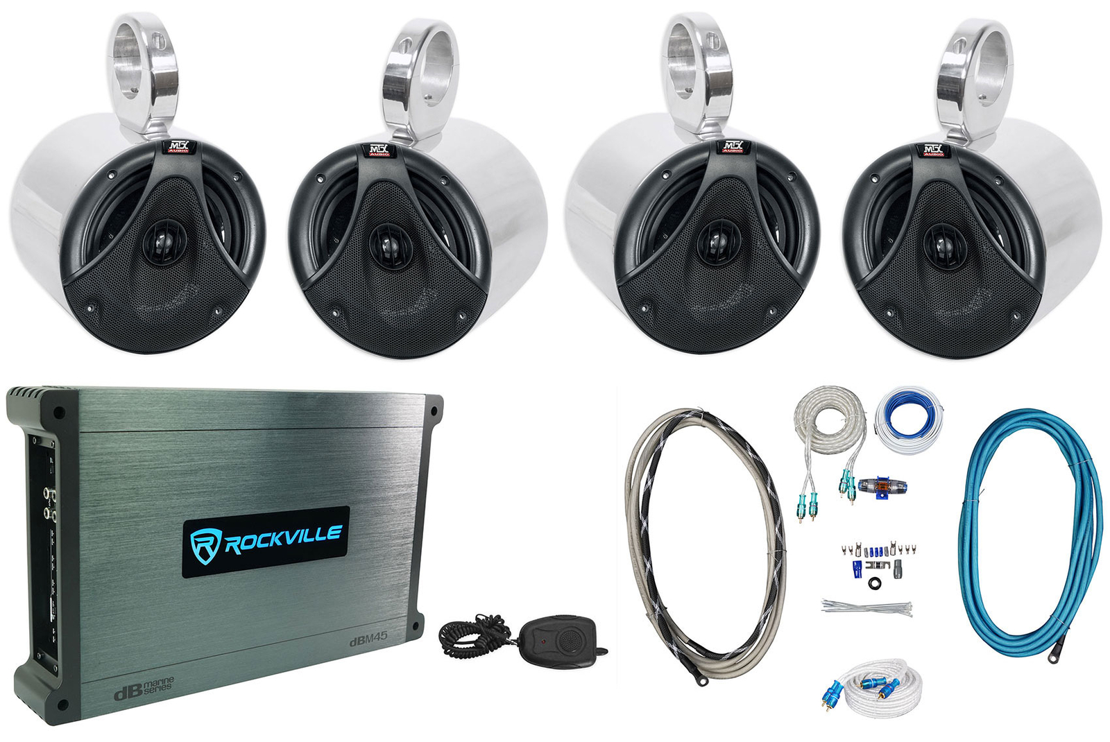 4 Колонки MTX 65 150 Вт серебристого цвета для морской лодки и вейкборда Усилитель Провода