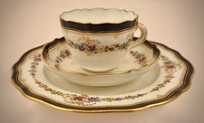 Antique Meissen Demitasse Cup, Saucer  Dessert Plate, Floral