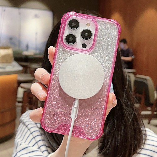 Glitter Sparkle Magnetic Cover Clear Case For iPhone 11 12 13 14 15 16 Pro Max - Zdjęcie 4 z 35