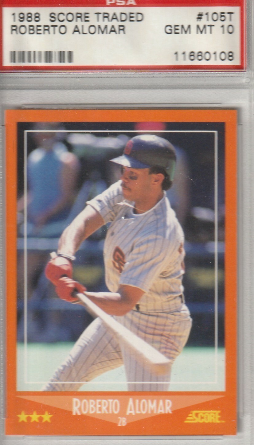 HOF Roberto Alomar 1988 Score Traded Rookie Card #105T S.D. Padres PSA GEM MT 10