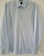 Hugo Boss Men's Blue White/Blue Geometric Dress Shirt Regular Fit Size MEDIUM