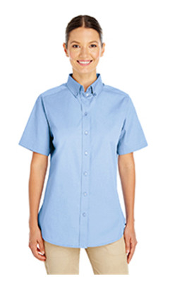 Хлопчатобумажная саржевая рубашка Harriton Ladie Foundation с коротким рукавом Industry Blue 3XL 3290₽