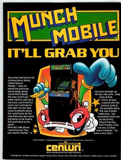 Munch Mobile Whirly Bucket Arcade Game Magazine AD Retro Video Art 8.5" x 11"