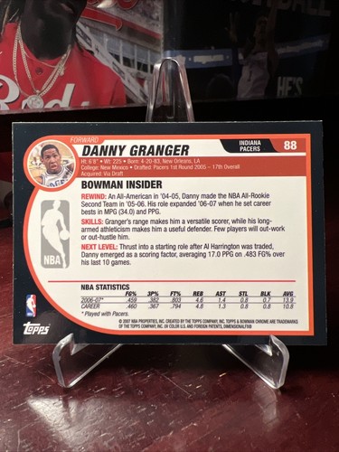 2007-08 Bowman Chrome Basketball DANNY GRANGER Pacers 88 - Picture 2 of 2
