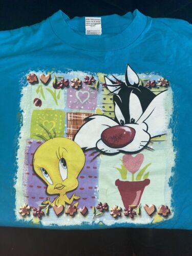 Vintage LOONEY TUNES Sylvester Tweety Love Jerry Leigh T Shirt 1997 - Photo 1 sur 6