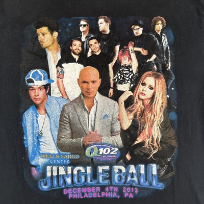 Jingle Ball 2013 Concert T Shirt Medium Pitbull Avril Derulo Fall Out Boy Flo...
