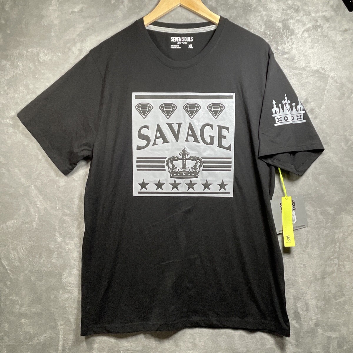 Seven Souls NYC T-Shirt Men's XL Black Savage Royal Crown