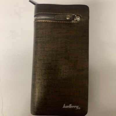 Men Wallets Solid PU Leather Long Bifold Wallet Portable Cash Coin Purses Gold