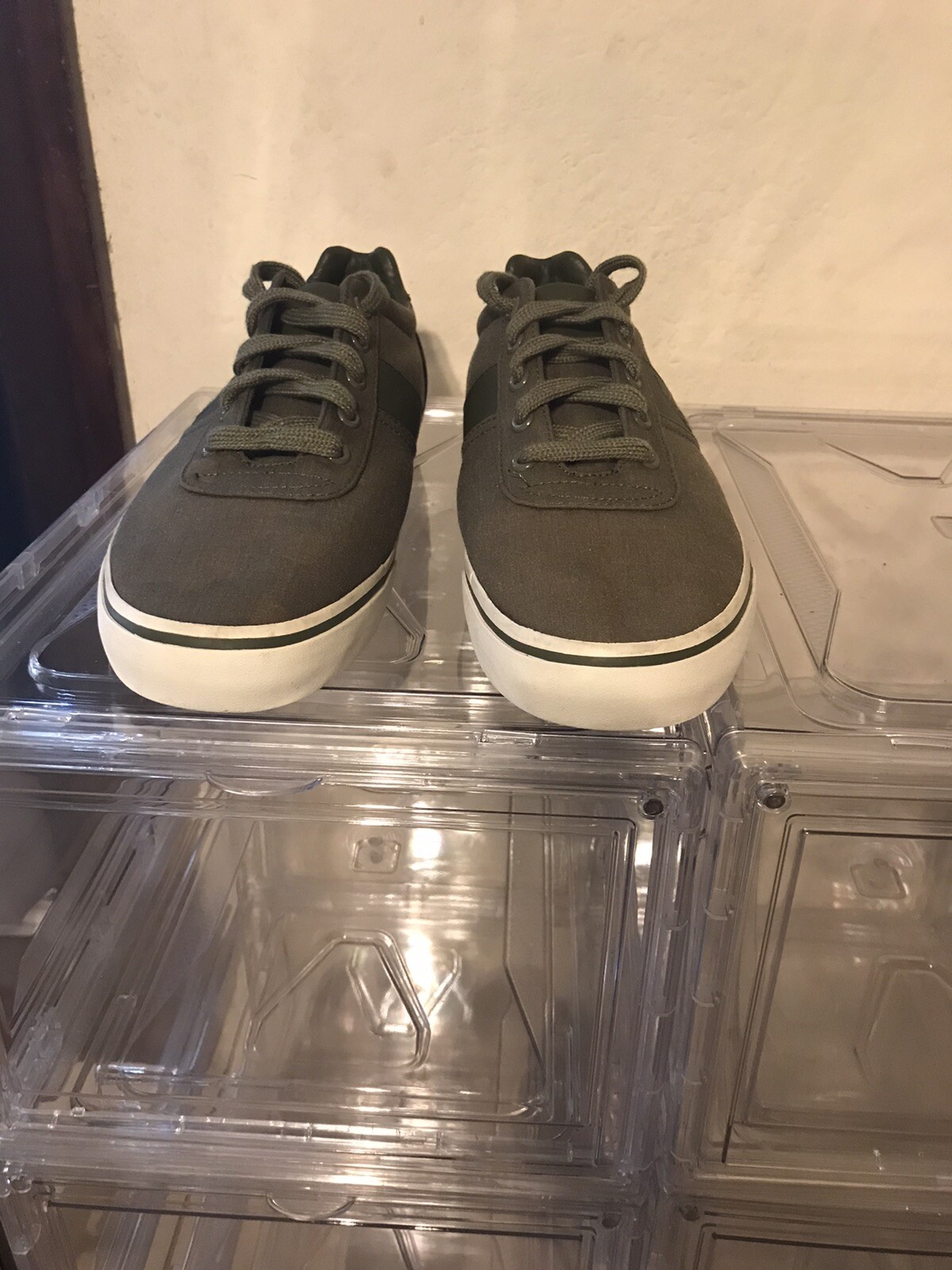 PONY Scarpe Polo Ralph Lauren Marrone Tela Pelle Uomo Taglia 11 Sneakers Tennis