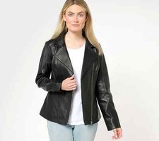 Denim & Co. Lamb Leather Moto Jacket with Pockets-Black-XS-NEW-A612795