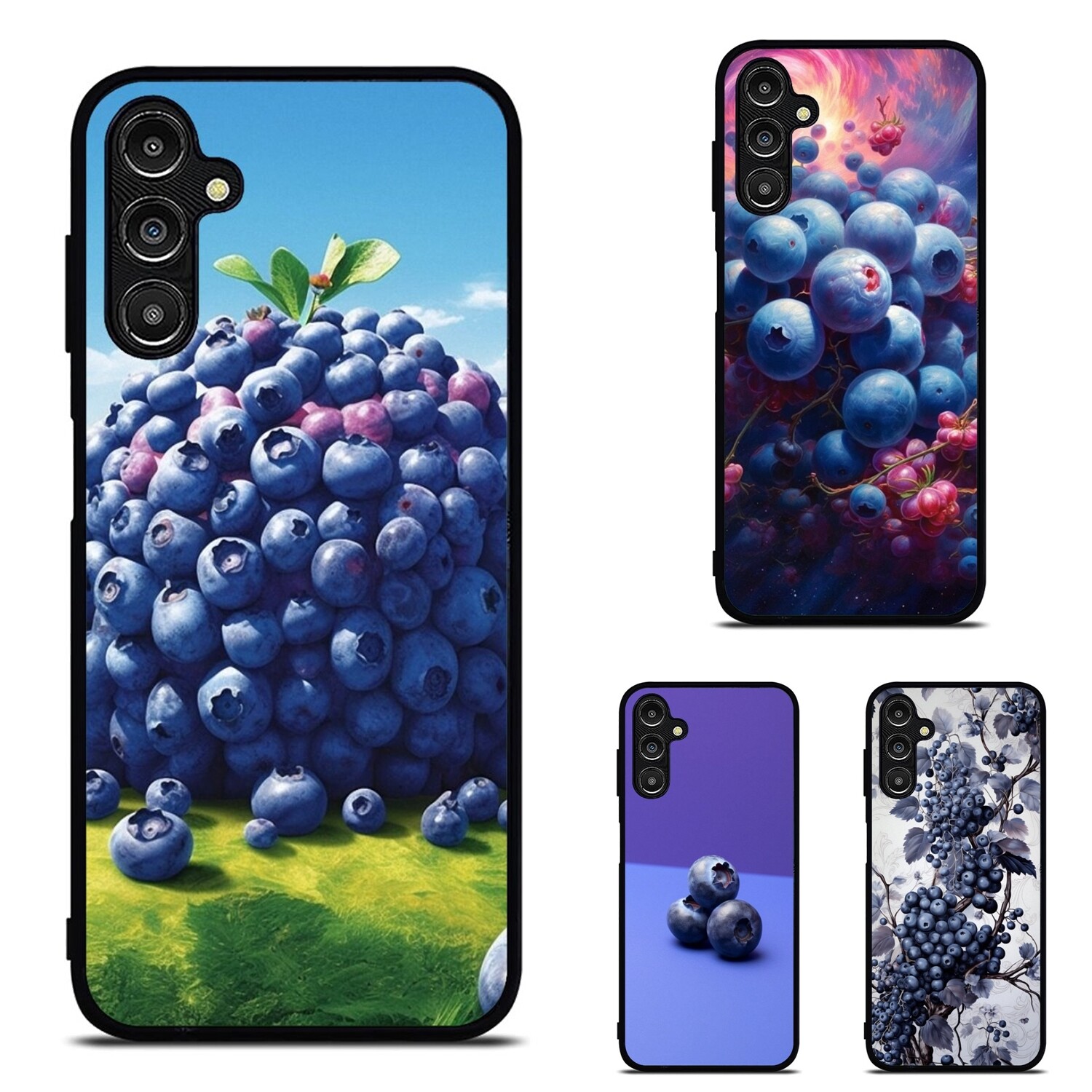 Phone Cover For iPhone SE4 16E 12 13 14 15 16 Pro Max blueberry minimalism Print