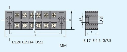 Lot of 5pcs 12 Position 15A 600V Barrier Dual Row Terminal Block/Strip w/Cover - Picture 3 of 3
