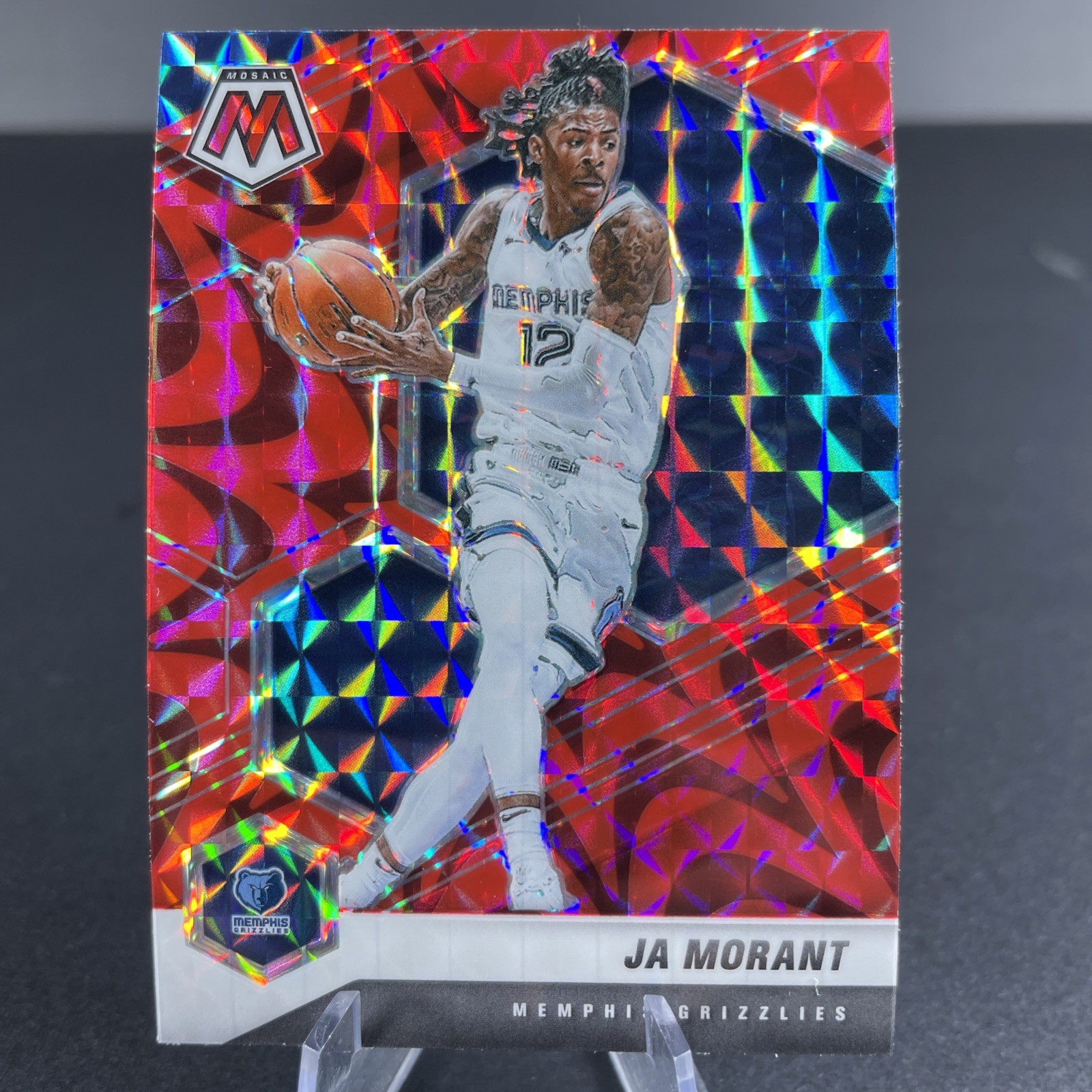 2020-21 Panini Mosaic Reactive Red Prizm Ja Morant #40 Memphis Grizzlies