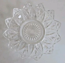 Vintage Federal Glass Petal Trinket Bowl Candle Dish Clear 5.5" Diameter