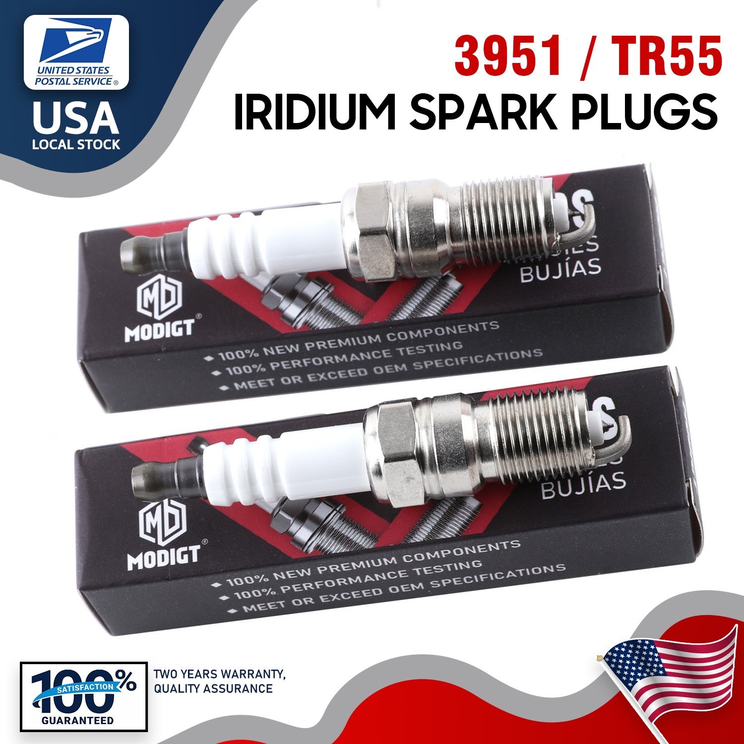 Fit NGK 3951 Iridium Spark Plugs 2Pcs for Buick Cadillac Chevy GMC Ford Mazda