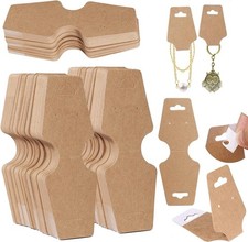 Jewelry Display Cards 200 Pcs Self Adhesive Kraft Paper Cards, Necklace Bracelet