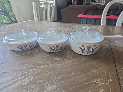 Vintage Corningware Country Festival  Six Piece Menu-ette Skillet Set