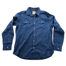 Levis Mens Denim Shirt Medium Blue Modern Fit Long Sleeve Button Up Casual